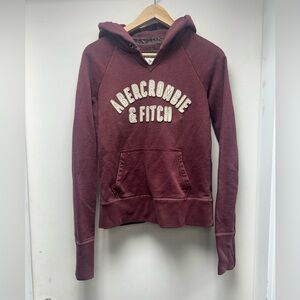 Vintage Abercrombie & Fitch Women's Maroon Hoodie Sweater